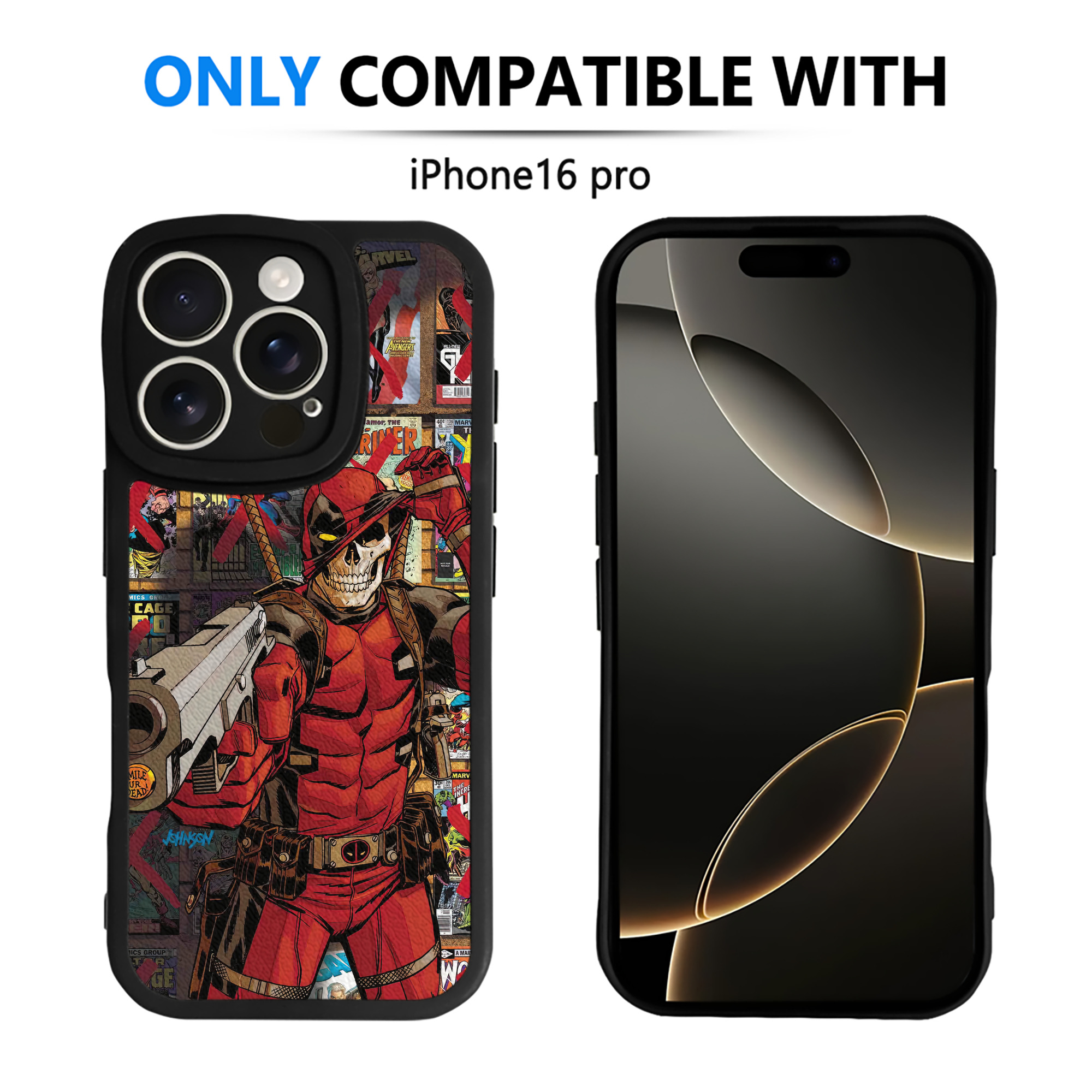 （画像用） Deadpool デッドプール 【iPhone 16シリーズ対応】シリコンスマホケース（レザー調） 材質：シリコン